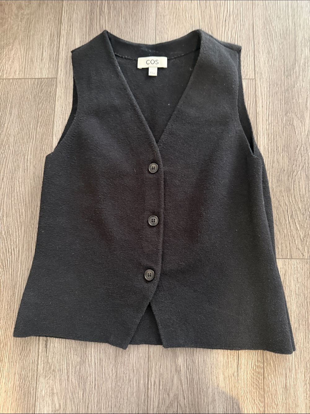 COS Black V-Neck Button Vest